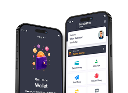 Mobile application preview showing iOS and Android interface design